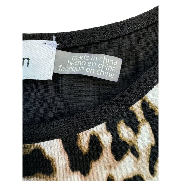 Calvin Klein Womens Leopard Print Sleeveless Top Blouse S Brown Black Stretch - Picture 3 of 12